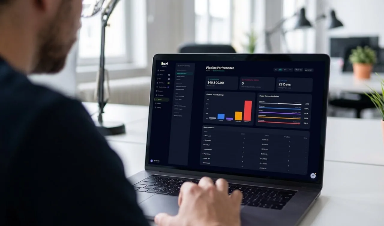 AgencyOS Pipeline Performance view — iHost Digital